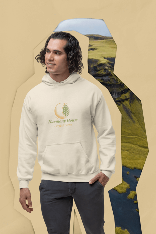 Collage Style Mockup Of A Man With Curly Hair Wearing A Gildan Pullover Hoodie - How To Use Your Logo