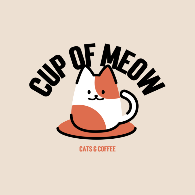 Feline Logo For A Cat Coffee House