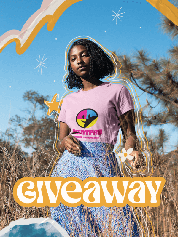 T Shirt Mockup Featuring A Woman Posing Outdoors For A Giveaway Ad - How To Use Your Logo