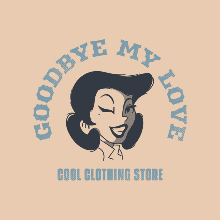 Vintage Logo Featuring A Cartoonish Illustration Of A Woman