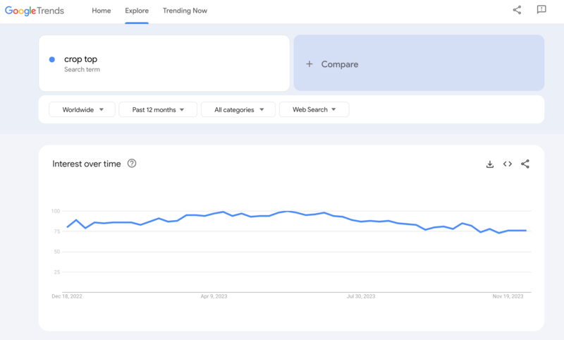 Crop Top Keyword Google Trends
