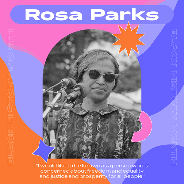 Black History Month Themed Instagram Post Design Template Featuring A Picture Of Rosa Parks