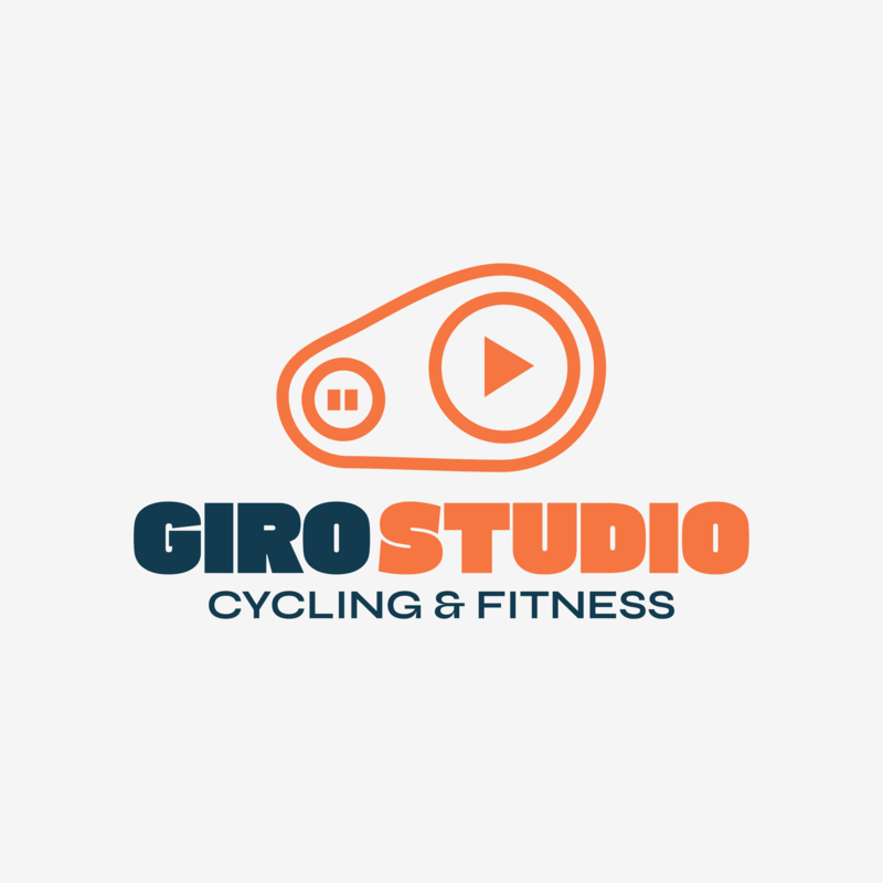 Cycling And Fitness Studio Logo With Music Play And Pause Icons