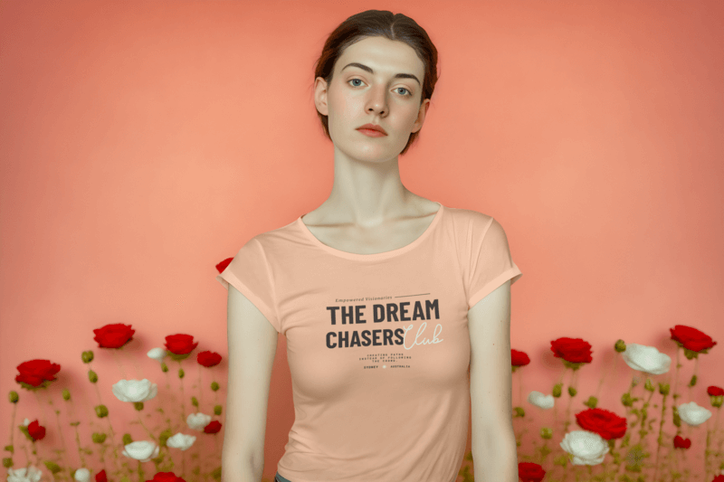 Flower Themed Mockup Featuring An AI Generated Woman Wearing A T Shirt