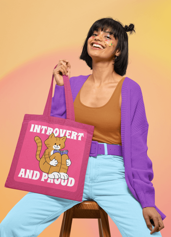 Mockup Of A Joyful Woman Carrying A Sublimated Tote Bag