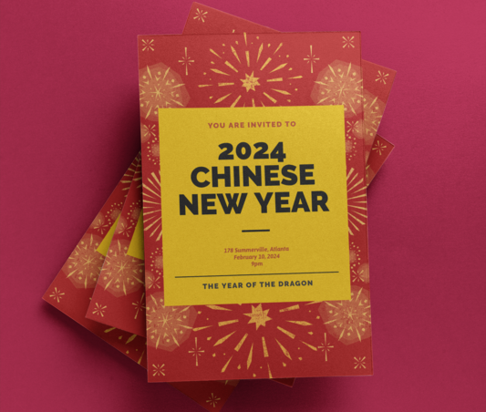 Mockup Of A Set Of Flyers Featuring Chinese New Year Designs