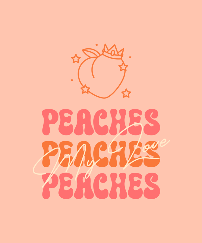 Peaches Themed T Shirt Design Featuring A Layout Inspired By Mario Bros
