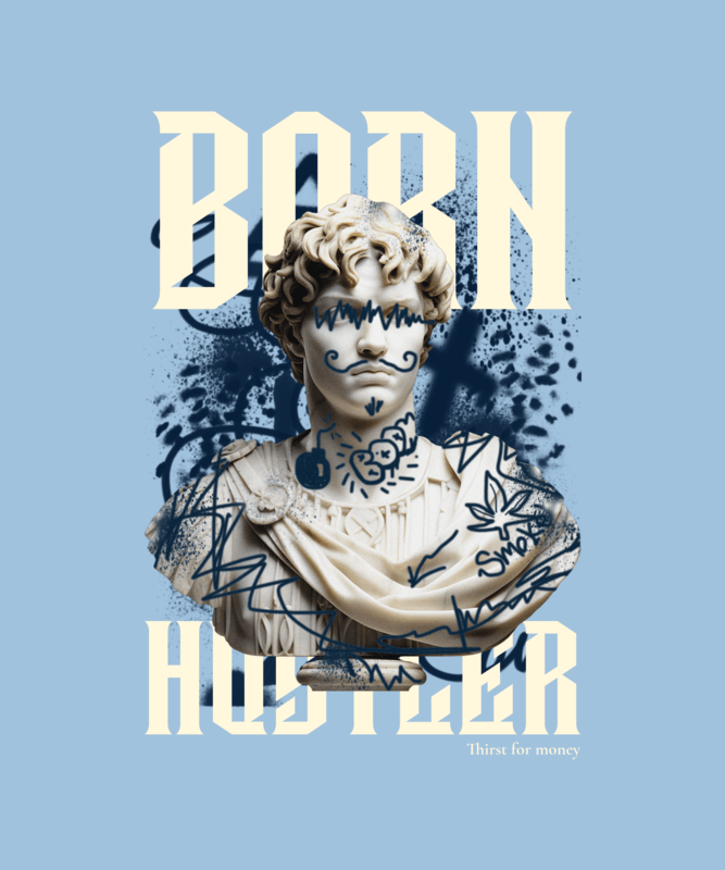 T Shirt Design Featuring An Illustrated Vandalized Statue