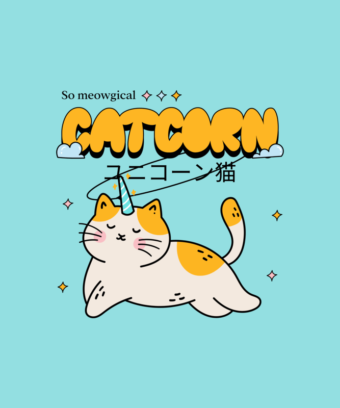 T Shirt Design Featuring An Illustrated Cat