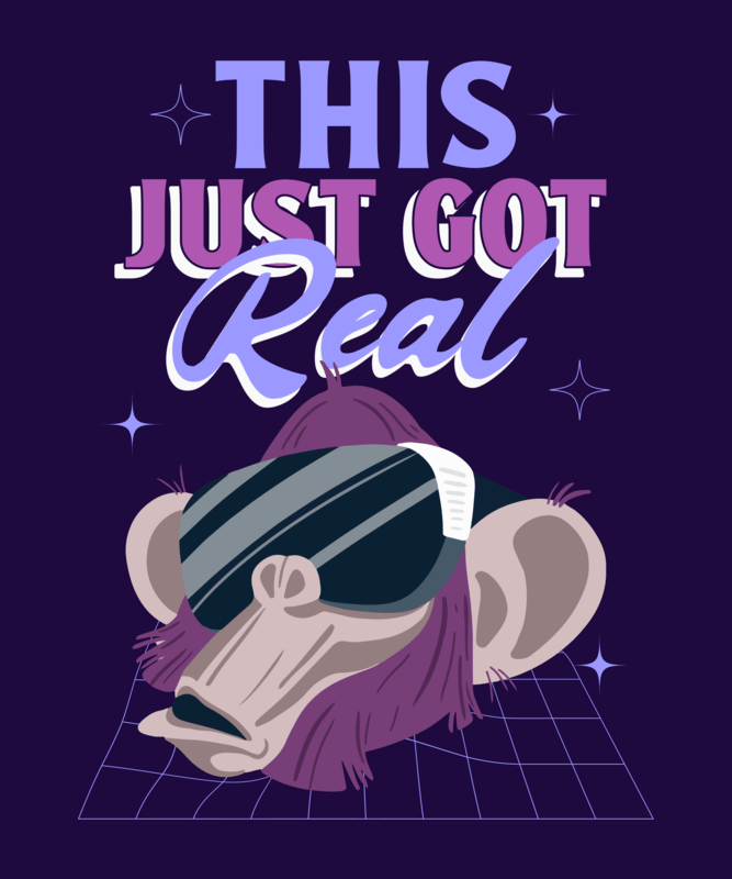 T Shirt Design For Gamers Featuring A Monkey With A VR Device
