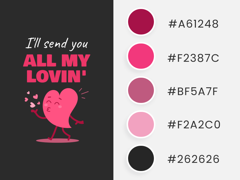 A Black Illustrated T Shirt Design For Valentine's Day Featuring A Love Quote As Part Of A Valentine's Day Color Palettes Collection