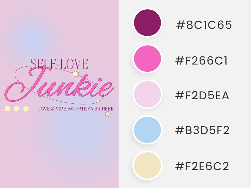 A Gradient Soft Valentine’s Day Color Palette Applied To A T Shirt Design Featuring Star Graphics With A Self Love Quote