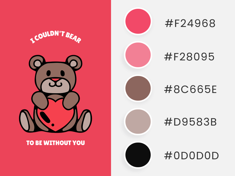A Classical Valentine's Day Color Palette Applied To A Valentine's Day T Shirt Design Template With Funny And Sweet Illustrations