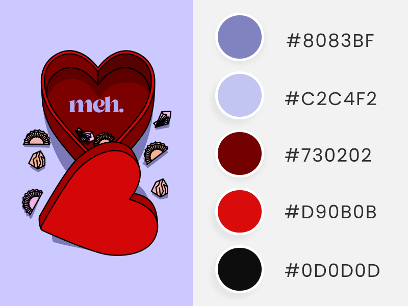 An Anti Valentine’s Day Color Palette And An Empty Chocolate Box For Valentine’s On A T Shirt Design