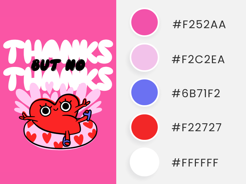 Anti Valentine's Day Themed T Shirt Design Creator With A Cartoonish Heart Illustration, As Part Of A Valentine's Day Color Palettes Compilation