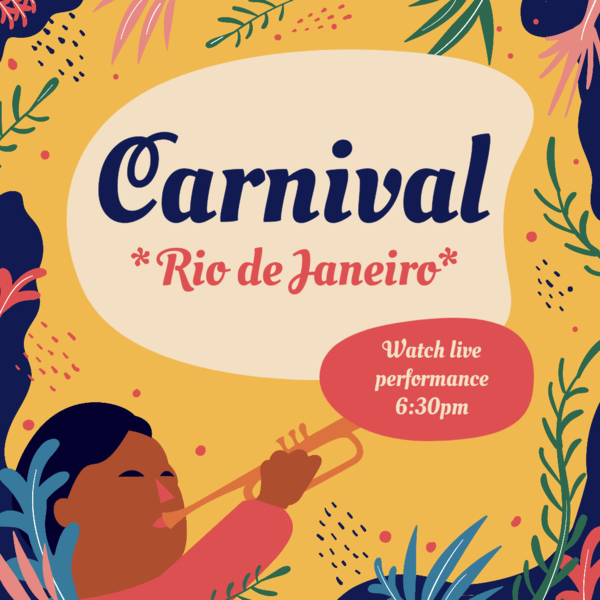 Facebook Post Design Template With Brazilian Carnival Inspired Illustrations