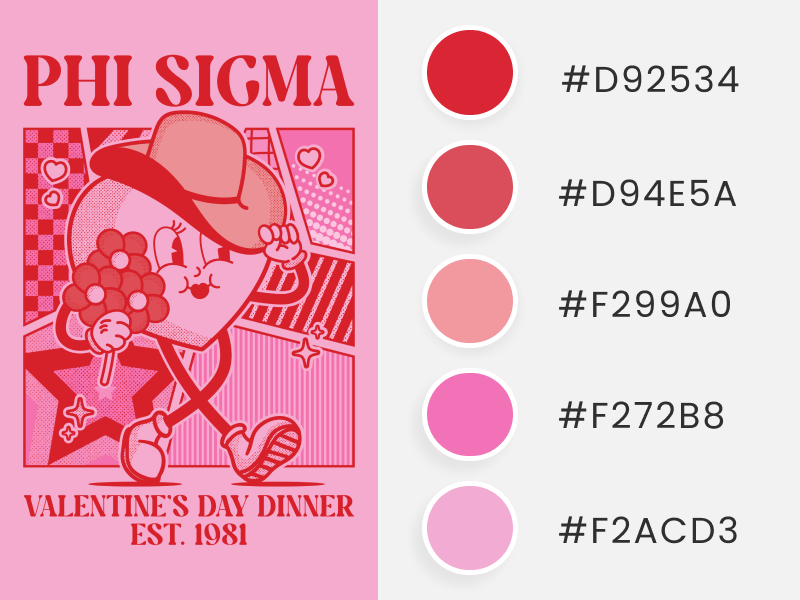 Fraternity T Shirt Design Maker For A Valentine’s Day Fraternity Event, As Part Of A Valentine’s Day Color Palettes Collection