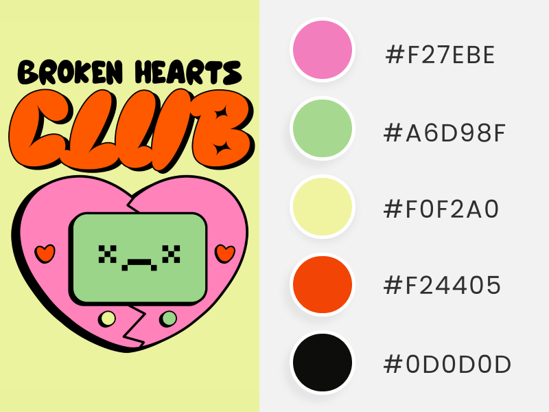 Real Life Examples Of Valentine's Day Color Palettes Applied To A T Shirt Design Featuring A Retro Aesthetic And An Anti Valentine's Day Theme