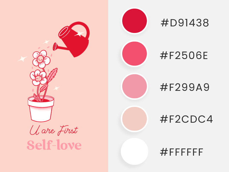 Soft Valentine's Day Color Palette Reflected In An Instagram Post Design Featuring A Self Love Quote For Valentine's Day