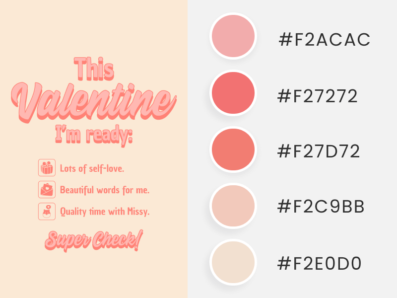 Soft Valentine's Day Color Palette In A T Shirt Design Featuring A Checklist For Valentine's Day