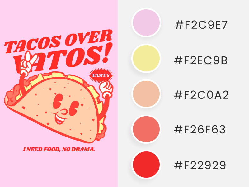 Tacos Themed T Shirt Design Creator Featuring A Funny Quote, As Part Of A Valentine’s Day Color Palettes Collection