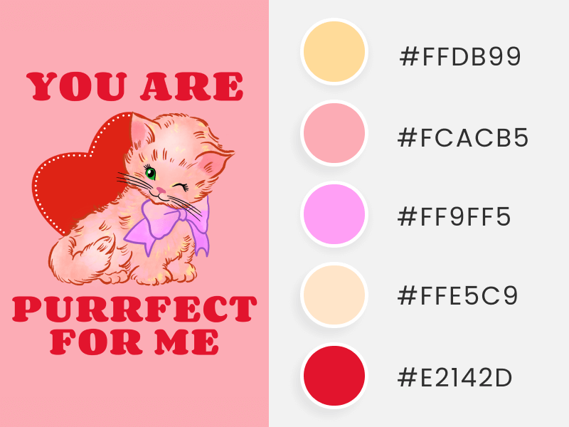 Valentine’s Day Colors Applied To A Lovely T Shirt Design Template With A Valentine’s Day Theme And An Illustration Of A Cute Cat
