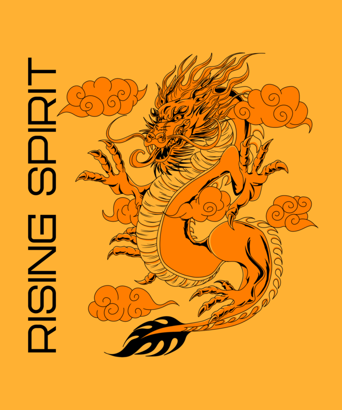 Dragon Themed T Shirt Design With A Traditional Style Illustration