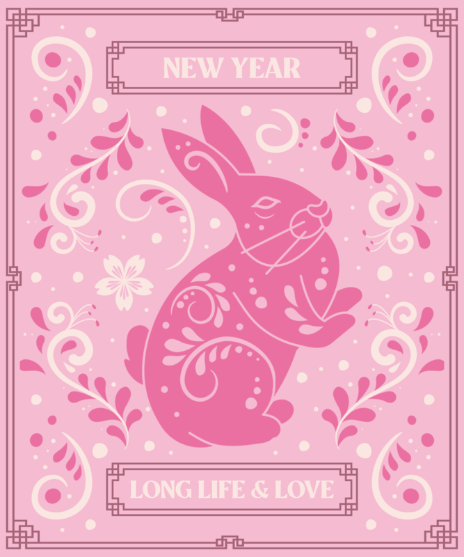 T Shirt Design Featuring A Rabbit Illustration Chinese Zodiac Sign