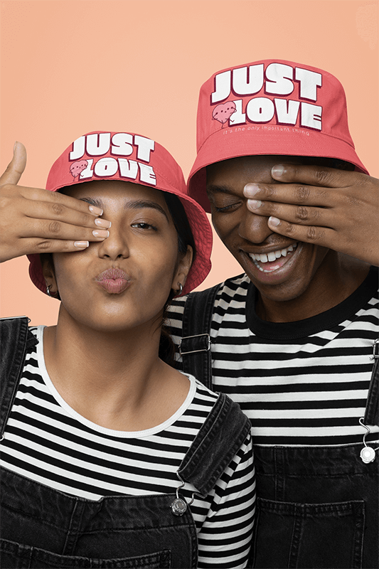 Gender Neutral Mockup Of A Man And Woman Wearing Bucket Hats