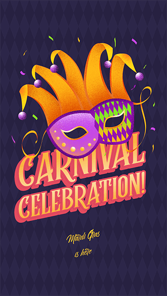 Instagram Story Template For A Mardi Gras Celebration With Colorful Patterns