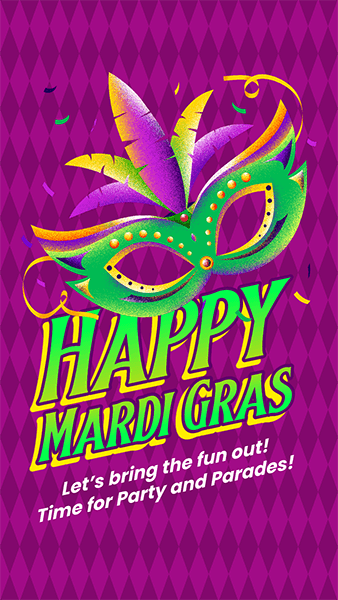 Mardi Gras Themed Instagram Story Maker Featuring A Colorful Mask Illustration