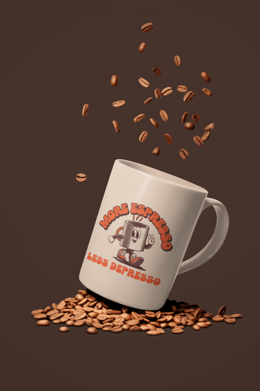 Mockup Of A 15 Oz Mug Placed On A Pile Of Coffee Beans