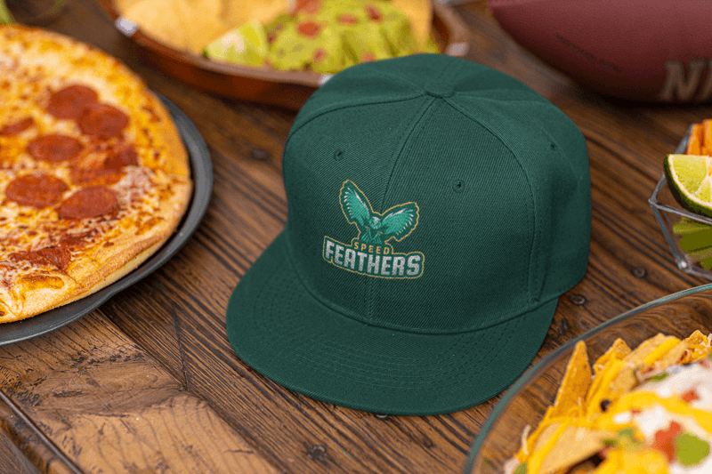 Mockup Of A Snapback Hat On A Table With Delicious Looking Food