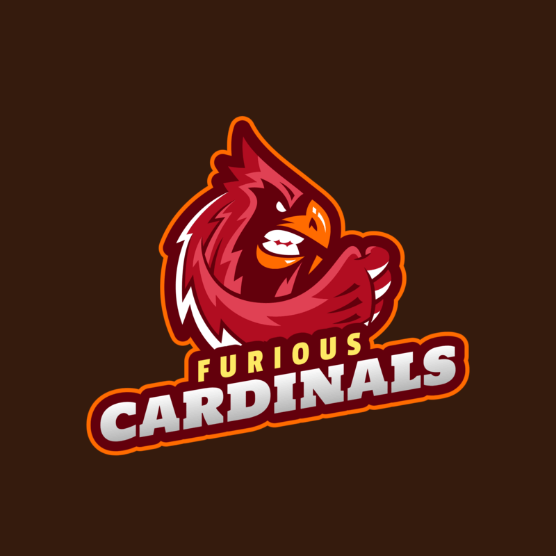 Online Logo Template For A Sports Team Featuring An Aggressive Cardinal Illustration