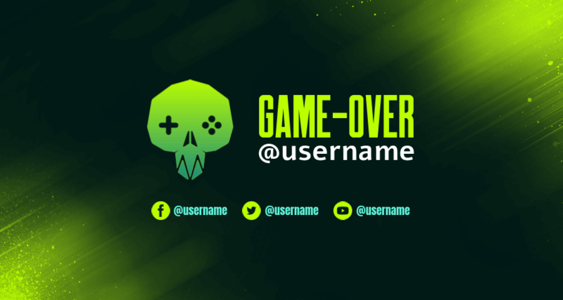 Retro Twitch Banner With A Geometric Skull Graphic