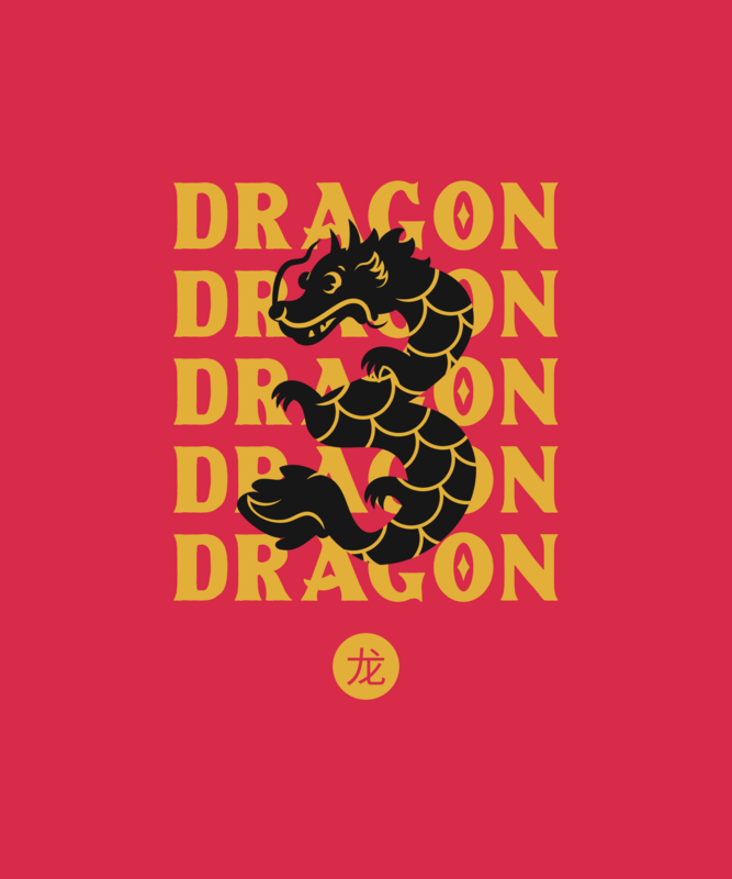 T Shirt Design Featuring A Dragon Illustration Chinese Zodiac Sign