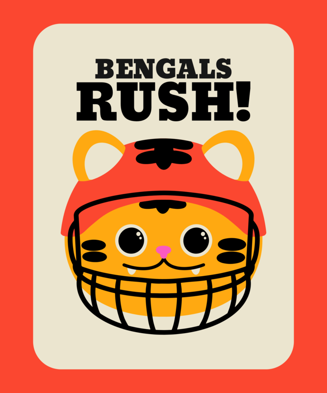 T Shirt Design Generator Featuring A Cute Bengal Tiger With A Football Helmet