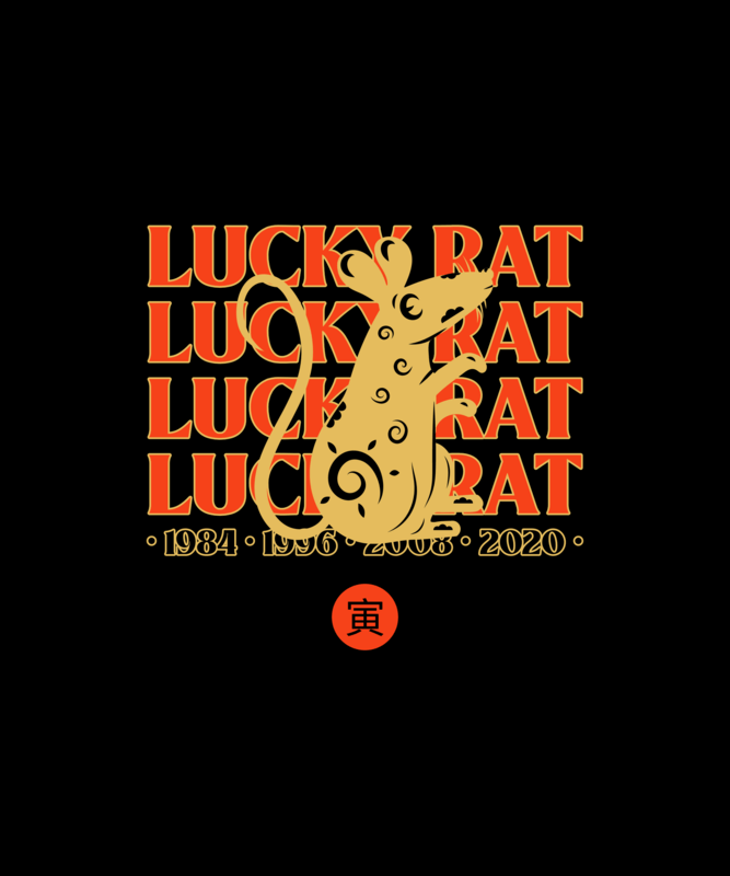 T Shirt Design Featuring A Rat Illustration Chinese Zodiac Sign