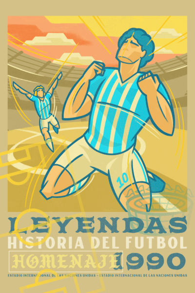 Argentina Themed Poster Design Maker Featuring A Retro Aesthetic And A Soccer History Theme