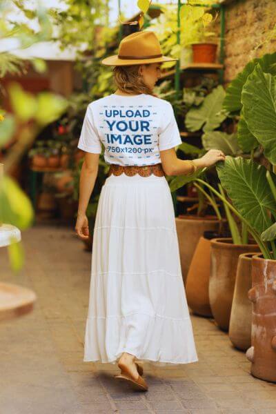 Boho Themed Mockup Featuring A Woman Wearing A Bella Canvas T Shirt