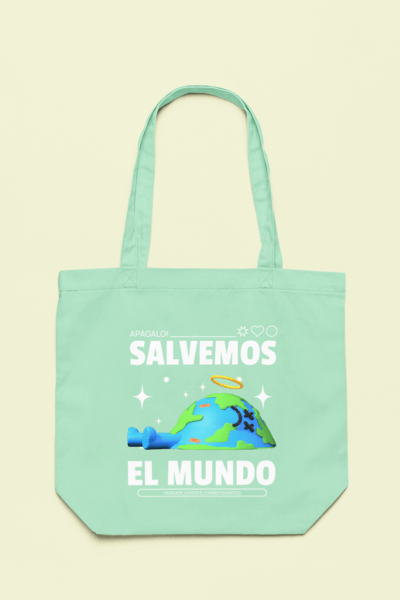Mockup Of An Econscious Tote Bag Flat Laid Over A Customizable Surface For Earth Day