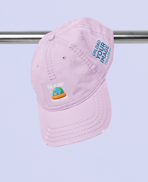 Mockup Of An Otto Cap Dad Hat Placed On A Steel Bar