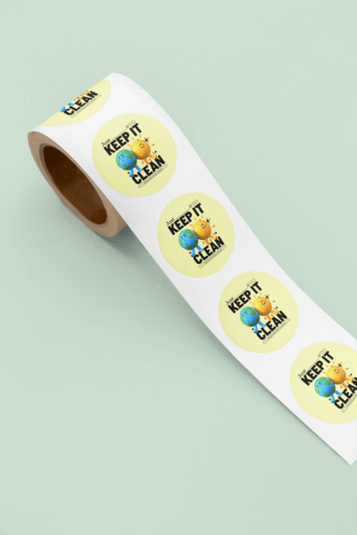 Mockup Of Circular Earth Day Stickers