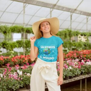 Mockup Of A Happy Woman Wearing A Pretty Earth Day T Shirt