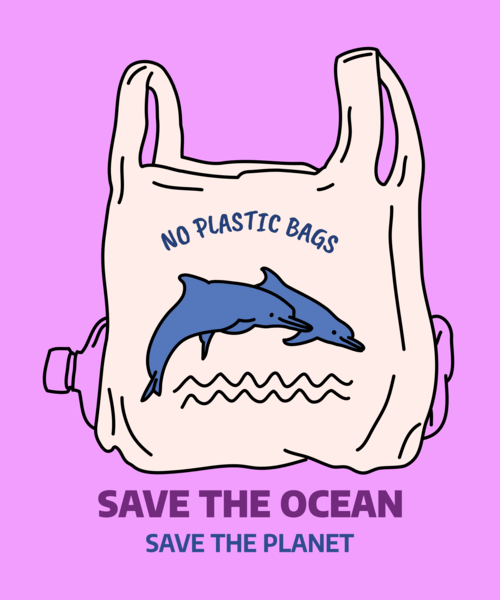 Save The Ocean T Shirt Design Maker Featuring Dolphins Clipart