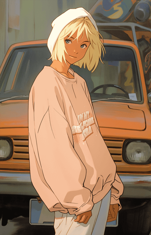 Sweatshirt Mockup Of An Anime Inspired Woman Posing In The Street