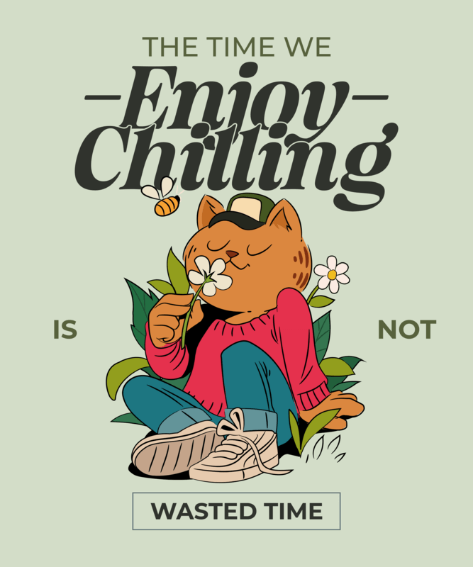 Cartoonish T Shirt Design Generator Featuring A Cat Graphic And A Quote