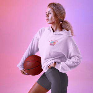 Hoodie Mockup Featuring A Woman Holding A Basketball At A Studio M23290 R El2