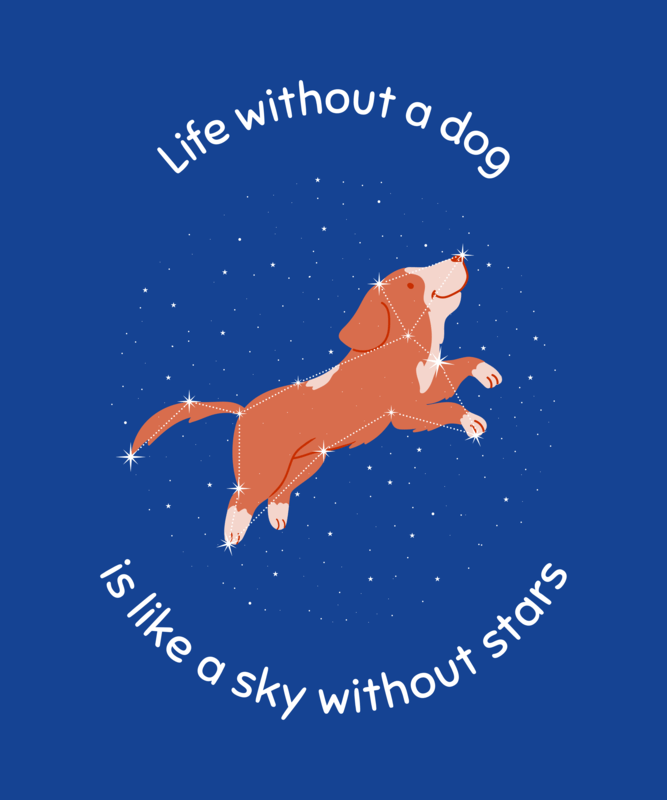 Illustrated T Shirt Design Makers Featuring Constellations And A Dog