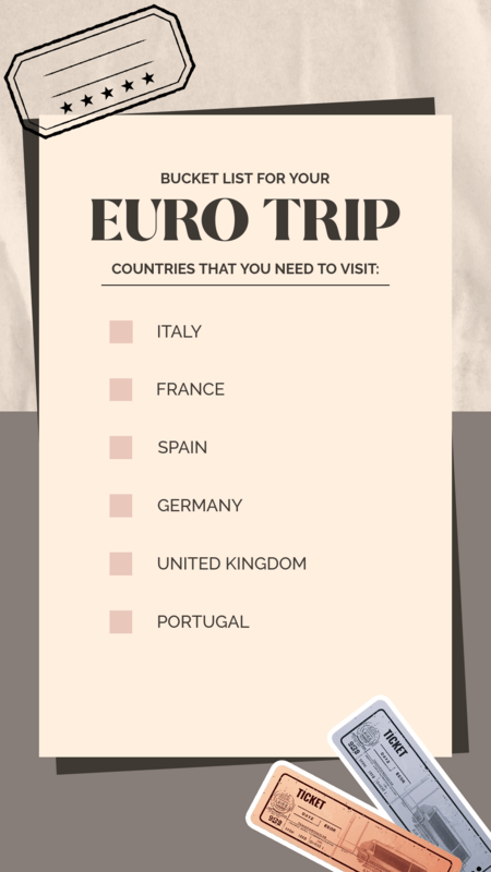 Instagram Story Template Featuring A Euro Trip Bucket List